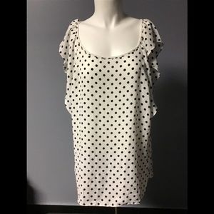 Violet & Claire XL black & white polka dot blouse